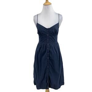 James Perse Dress Womens 2 Storm Cotton Button Front Fitted Bodice Lined Mini